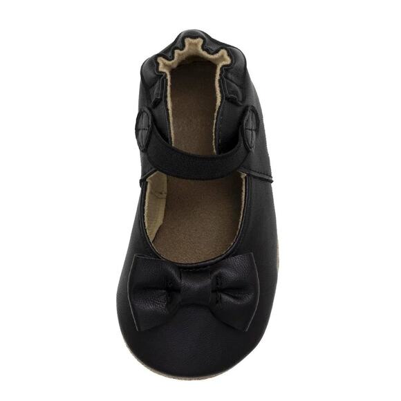 Robeez Fancy Bow Soft Sole Baby Girl Shoes Black NEW - Picture 9 of 12